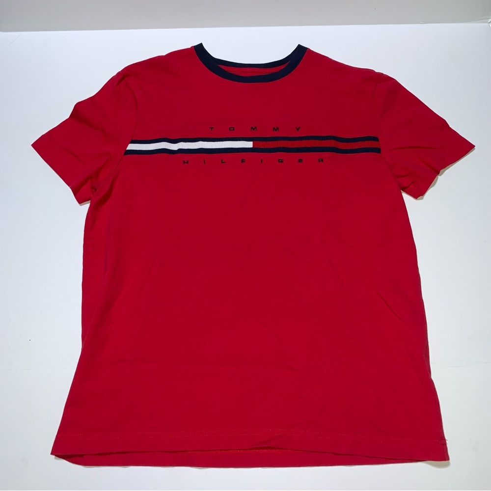 Tommy Hilfiger Red Short-Sleeve Tino Tee (T) Shirt Color Block Size. M 2018